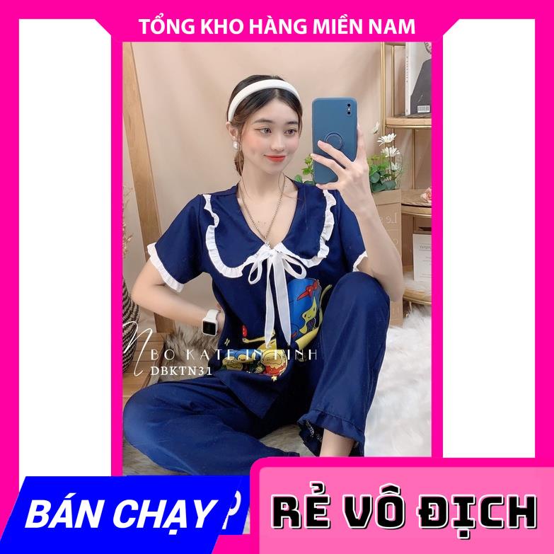 Đồ bộ nữ mặc nhà cổ bèo tiểu thư chất kate mềm in bò sữa in hình hoạt hình dễ thương DBKIHTN tổng hợp