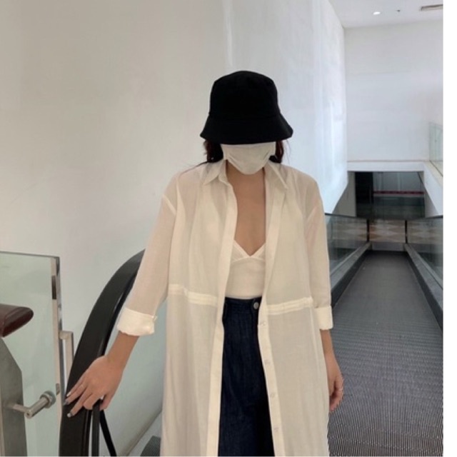 Áo khoác sơ mi dài INTO.EIGHT dây rút tuỳ chỉnh eo