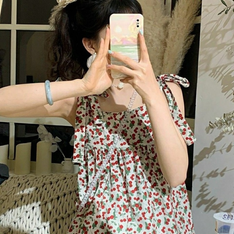 Áo Hai Dây Đính Nơ Thiết Kế Mới Thời Trang Dành Cho Mùa Hè