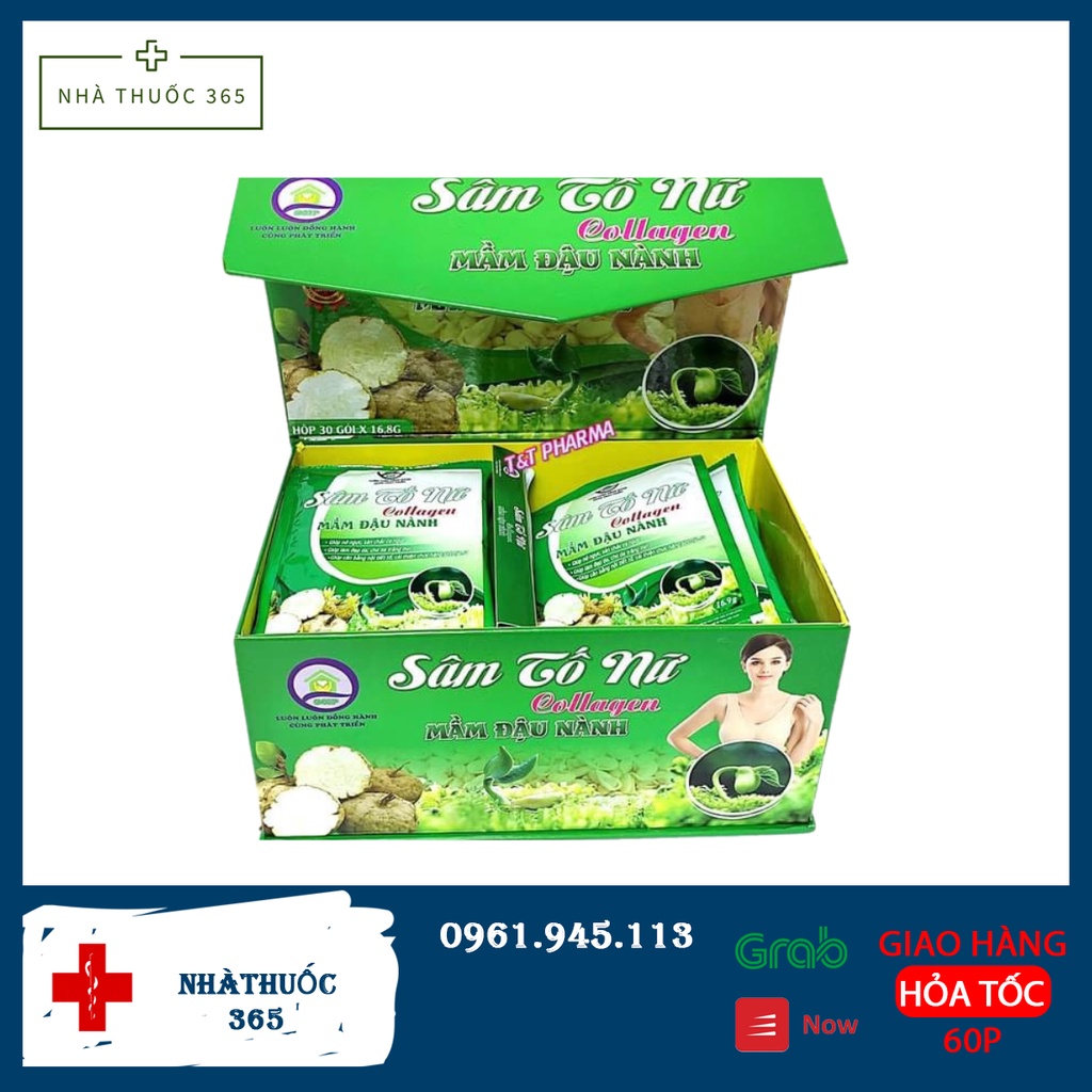 SÂM TỐ NỮ COLLAGEN MẦM ĐẬU NÀNH - Bổ sung Estrogen, giúp nở ngực,săn chắc, đẹp da, cân bằng nội tiết tố- Hộp 30 gói