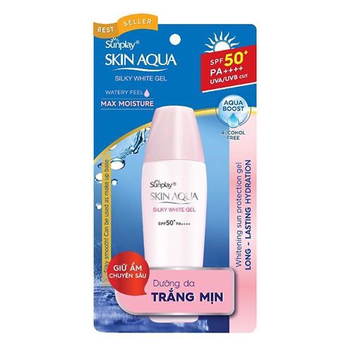 Gel chống nắng dưỡng da trắng mượt Sunplay Skin Aqua Silky White Gel SPF 50+, PA++++ 30g