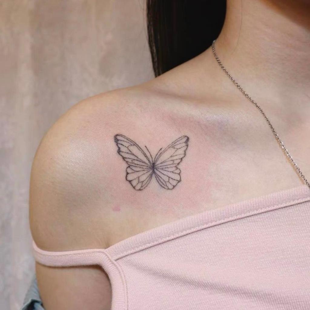 Hình Xăm Dán Trang Trí Cơ Thể Kiểu Cánh Bướm Lưng Chống Thấm Nước Lâu Trôi Cho Nữ
