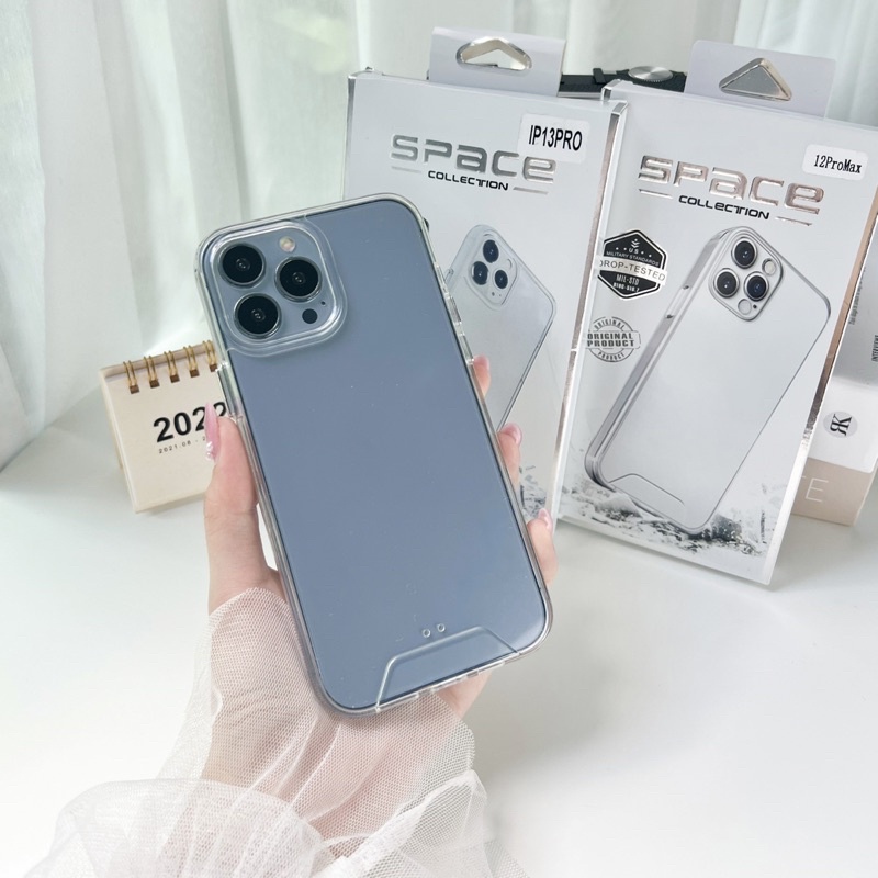 Ốp iphone Space chống sốc lưng cứng, viền dẻo, trong suốt chống ố, full hộp - for Iphone 14 Pro Max 7,8plus,x,xsmax,11,11promax,12,12promax,13,13pro,13promax