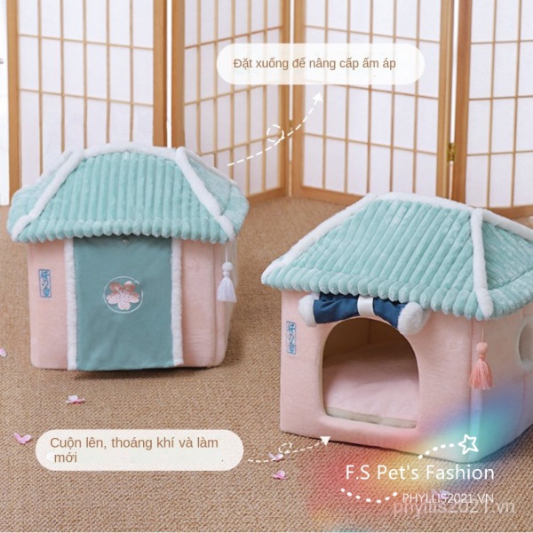 ♡ F.S ♡Nhật Bản hoa anh đào tuyết giường cho thú cưng / giường cho mèo / cũi cho chó bốn mùa có thể tháo rời và giặt được