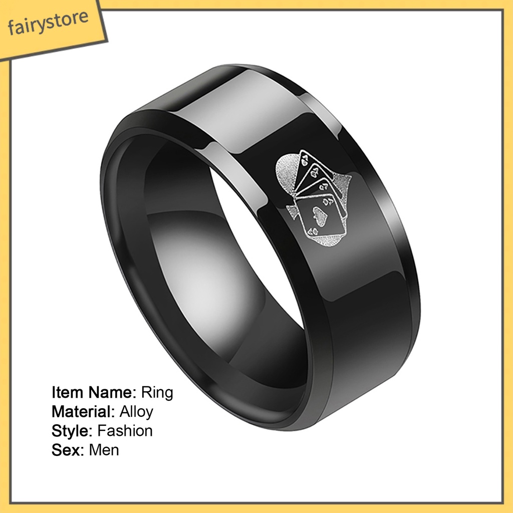 Nhẫn khắc hình poker thời trang