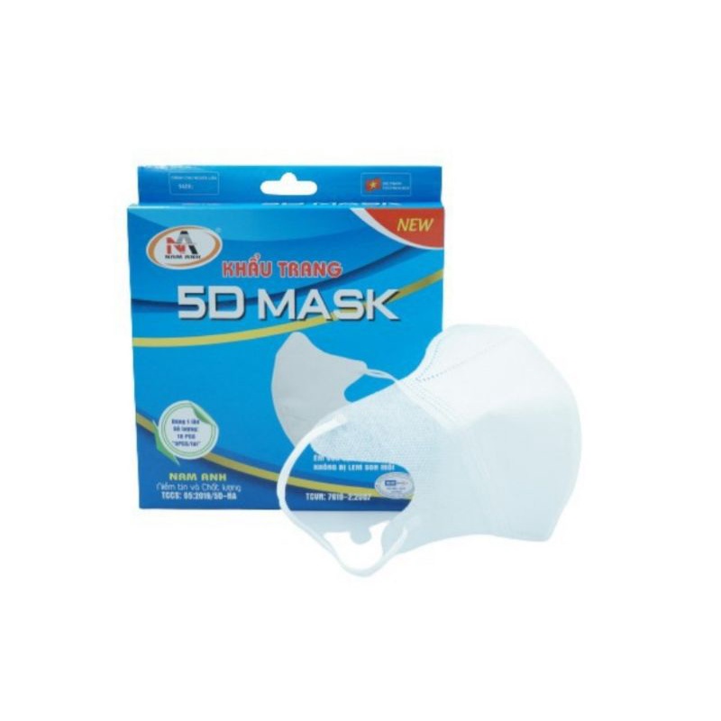 Khẩu trang 5D mask Nam Anh, Khẩu trang 5D người lớn, Khẩu trang 5D quai thun, , 3 lớp, dày ôm sát mặt.