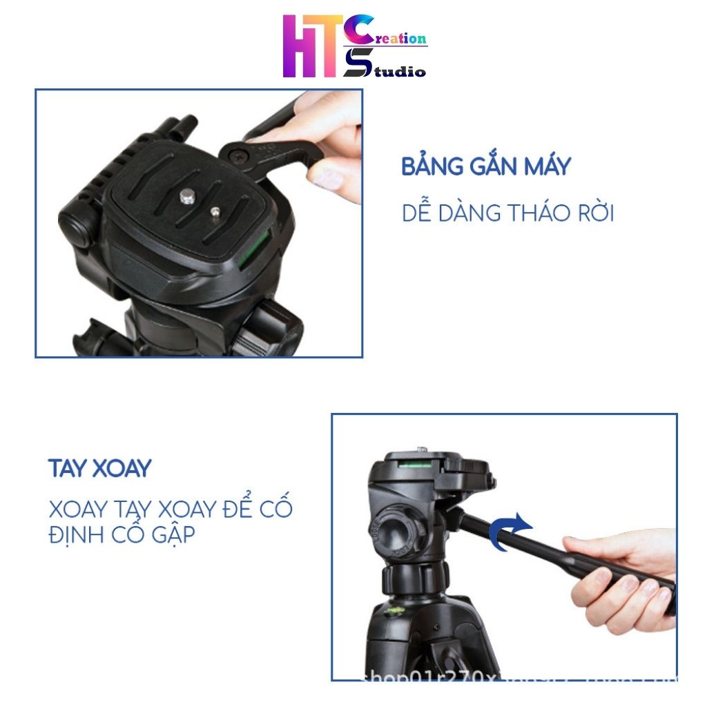 Chân Máy Ảnh Tripod Weifeng WT-3540, khung nhôm cao cấp, cao 1.6m chịu tải 3kg, chụp ảnh quay phim livestream - Tặng kẹp