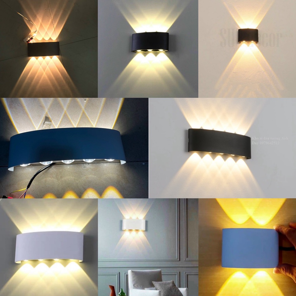 VỎ KIM LOẠI_Đèn trang trí hắt tường 2 đầu 8w chống nước (sẵn hàng)