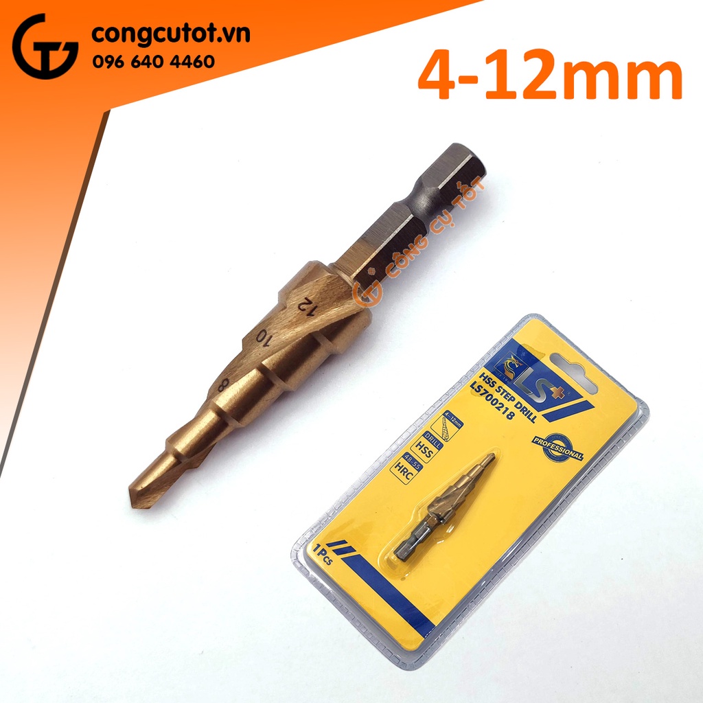 Mũi khoan tháp bước xoắn chuôi lục LS+