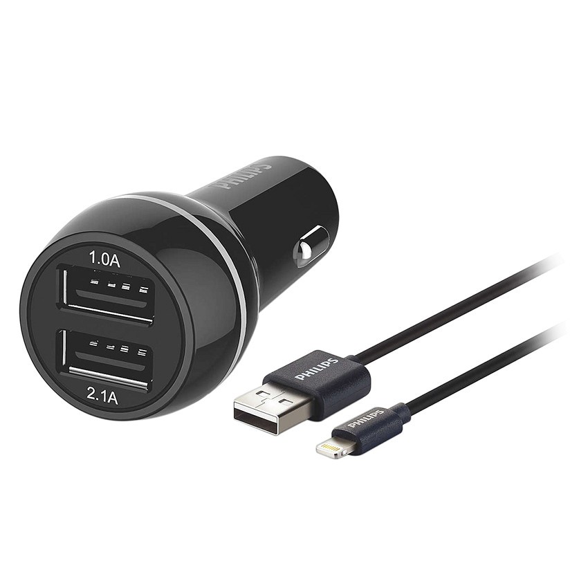 Bộ sạc xe hơi Philips DLP2357 với 2 cổng kết nối USB