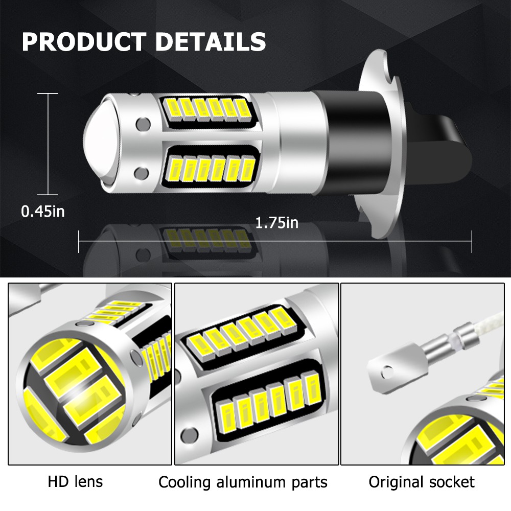 1 cái LED ô tô H3 4014 Chip 30 SMD Đèn sương mù LED công suất cao với ống kính nhiều màu Phụ kiện ô tô 12V