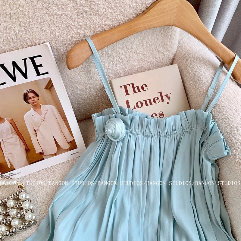 Đầm Hai Dây Phong Cách Pháp Ngọt Ngào Thiết Kế Mới Cao Cấp Cho Nữ