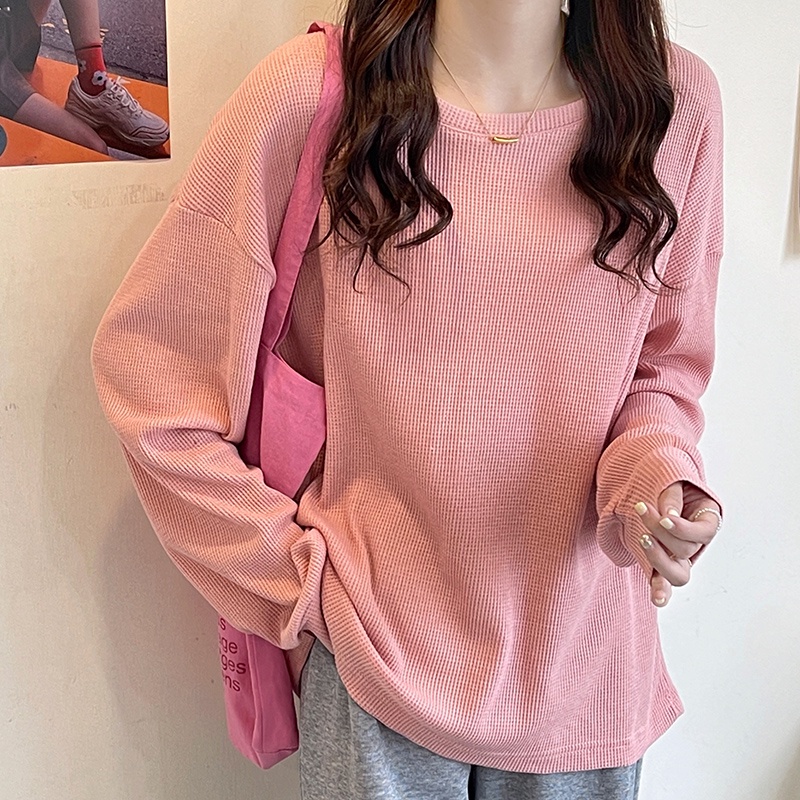 Áo sweater nữ SUXI tay dài cổ tròn màu trơn đơn giản