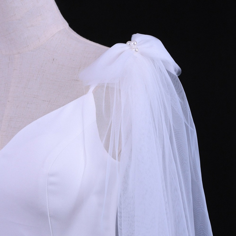 Khăn Choàng Vai Đính Ngọc Trai Giả Lấp Lánh Phong Cách Ngọt Ngào Cho Cô Dâu