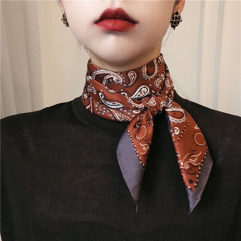 Khăn Choàng Cổ Hình Vuông 70cm Dễ Phối Đồ Thời Trang Xuân Thu Phong Cách Châu Âu Cho Nữ