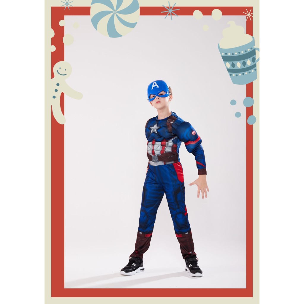 Bộ quần áo hoá trang siêu anh hùng cho trẻ em Đội trưởng Mỹ
