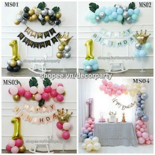 Nhiều mẫu đẹp set bóng trang trí sinh thôi nôi bé trai bé gái