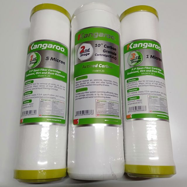Bộ lõi 123 kangaroo 10pp dùng cho máy lọc nước ro