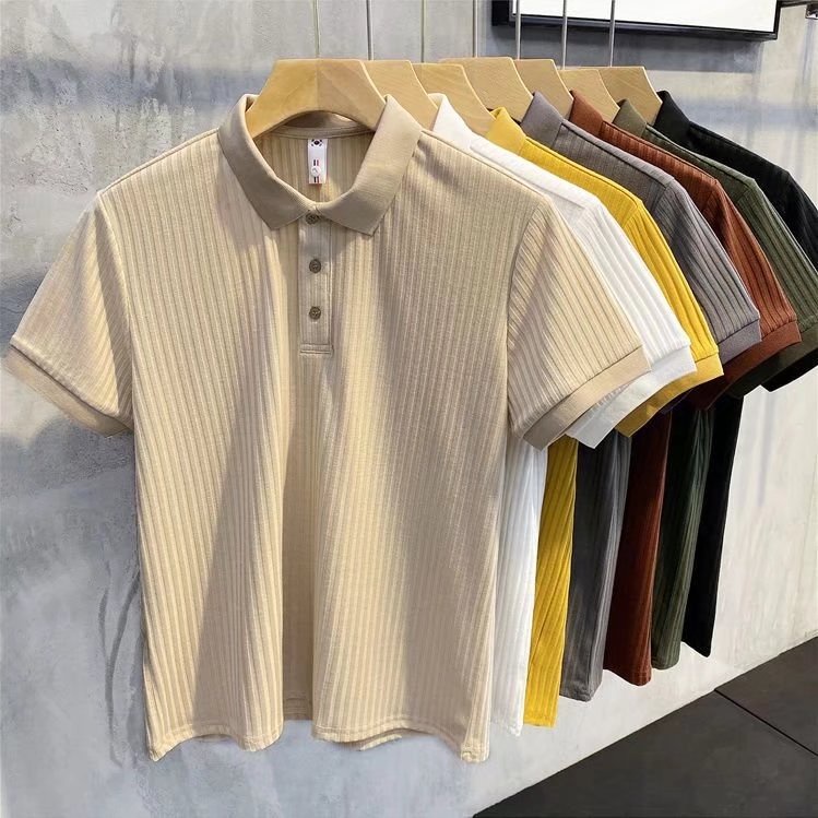 Áo Sweater Dệt Kim Cổ Đứng Tay Ngắn Dáng Ôm Kẻ Sọc Phối Nút Đơn Giản Thời Trang Cho Nữ