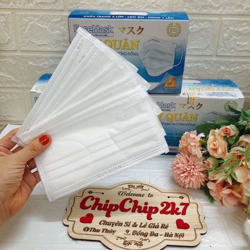 (Giá sốc) Hộp khẩu trang y tế 4 lớp màu trắng tinh