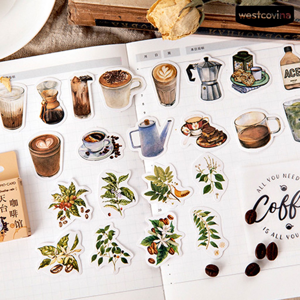 Set 46 miếng dán trang trí tập ảnh/nhật ký tự dính DIY