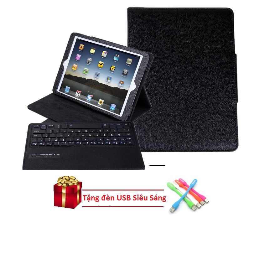 Bao da kiêm bàn phím bluetooth cho iPad New 2017/ 9.7'' tặng đèn USB siêu sáng