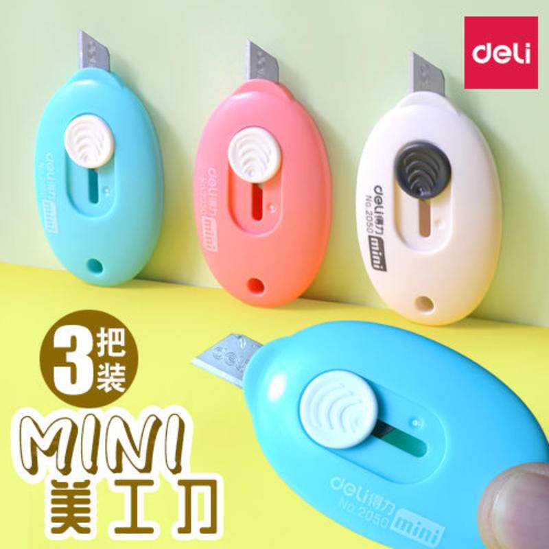 ⭐ iLado ⭐ Dao tiện ích dao mini Dao Rọc Giấy Bỏ Túi Mini hình trái xoan móc khoá cute anime In Họa Tiết Hoạt Hình chất lượng cao Tiện Lợi Cuộn Rút dụng cụ mở thùng carton trang trí di động