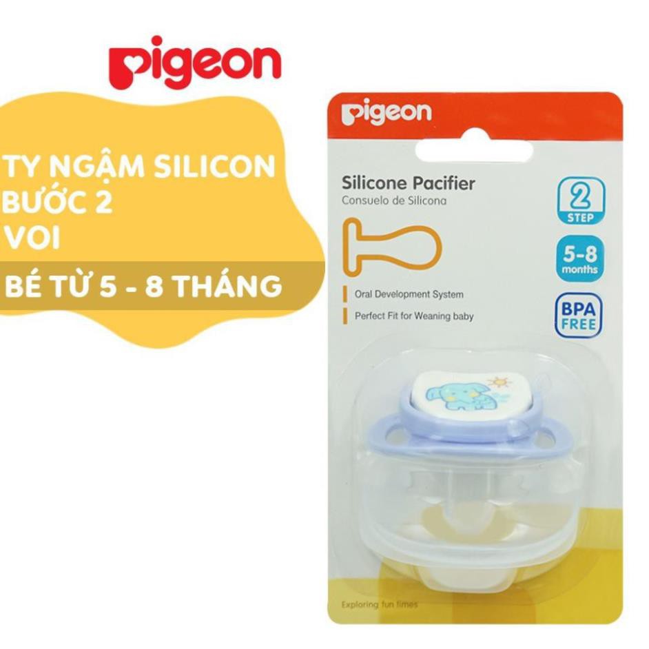 Shop Happy KIDS Ty ngậm Silicone Pigeon Bước 2 hình sâu bướm, hoa tía, voi, máy bay (5 - 8 tháng)