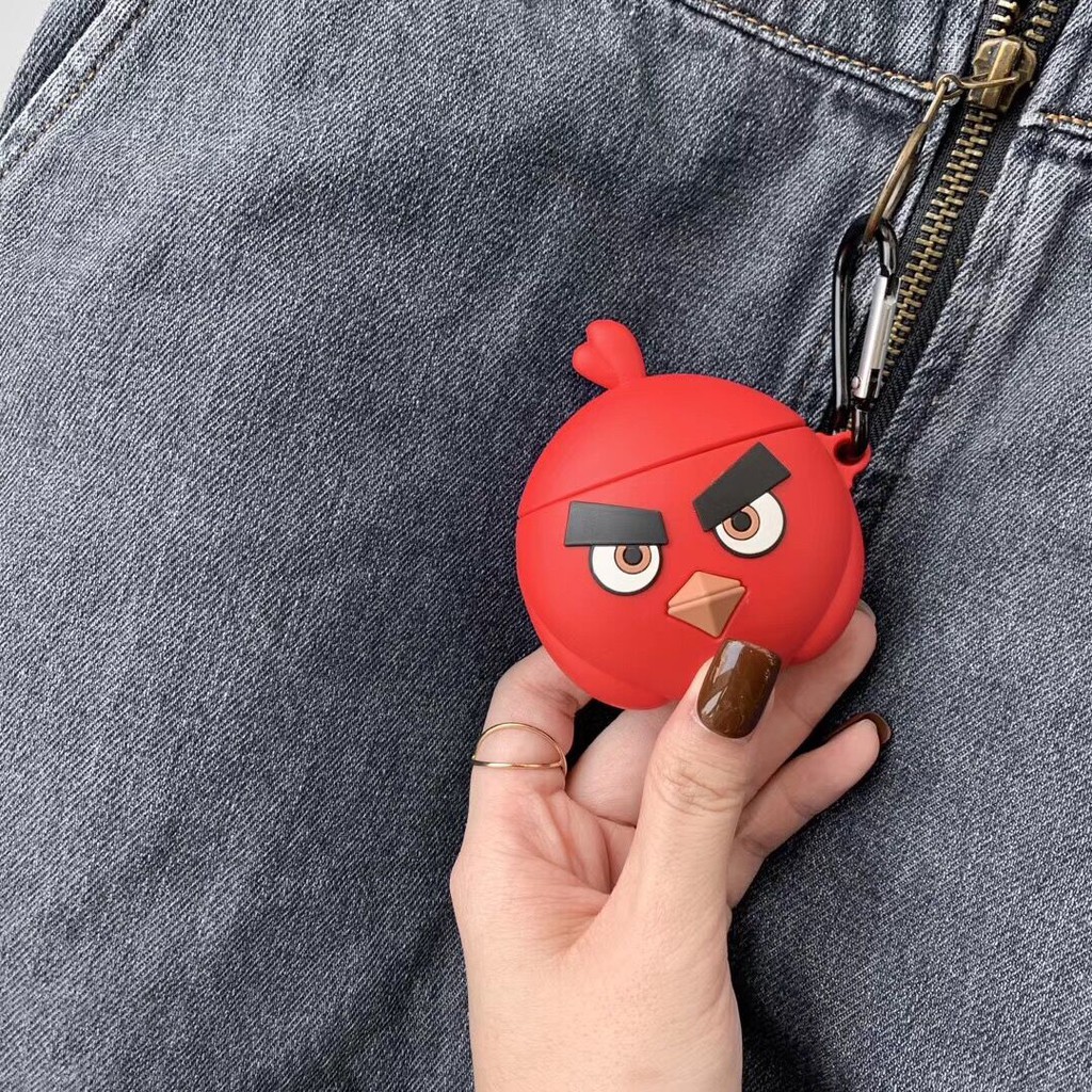 Angry birds cute cartoon airpods case soft silicone protective cover for airpods 1/2 wireless  bluetooth earphone