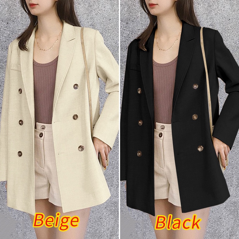 Áo khoác ZANZEA tay dài cổ lật màu trơn có nút cài phía trước thời trang đơn giản cho nữ | BigBuy360 - bigbuy360.vn