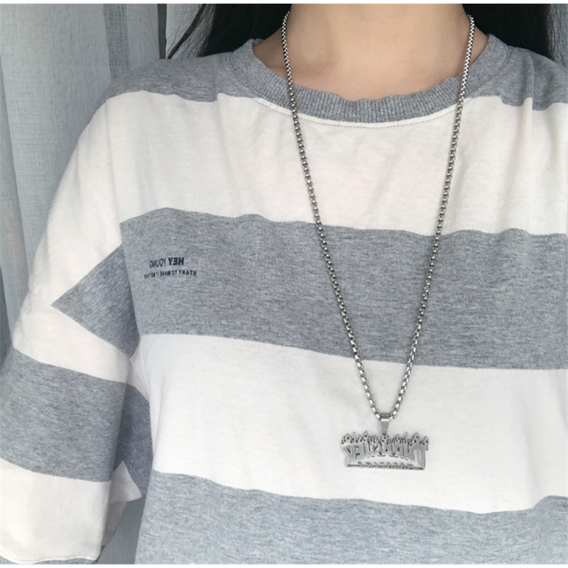 Dây Chuyền Mặt Hình Ngọn Lửa Và Chữ Phong Cách Đường Phố Cá Tính 22389