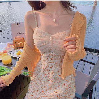 [ORDER] - ĐẦM HOA HAI DÂY CAO CẤP PHỐI LƯỚI