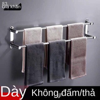Giá treo khăn miễn phí đục lỗ inox 304 thanh móc nhà vệ sinh Kệ phòng tắm