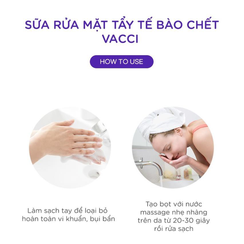 Sữa Rửa Mặt Hạt Nho Vacci Dưỡng Trắng Tẩy Tế Bào Chết Làm Sạch Sâu 180ml