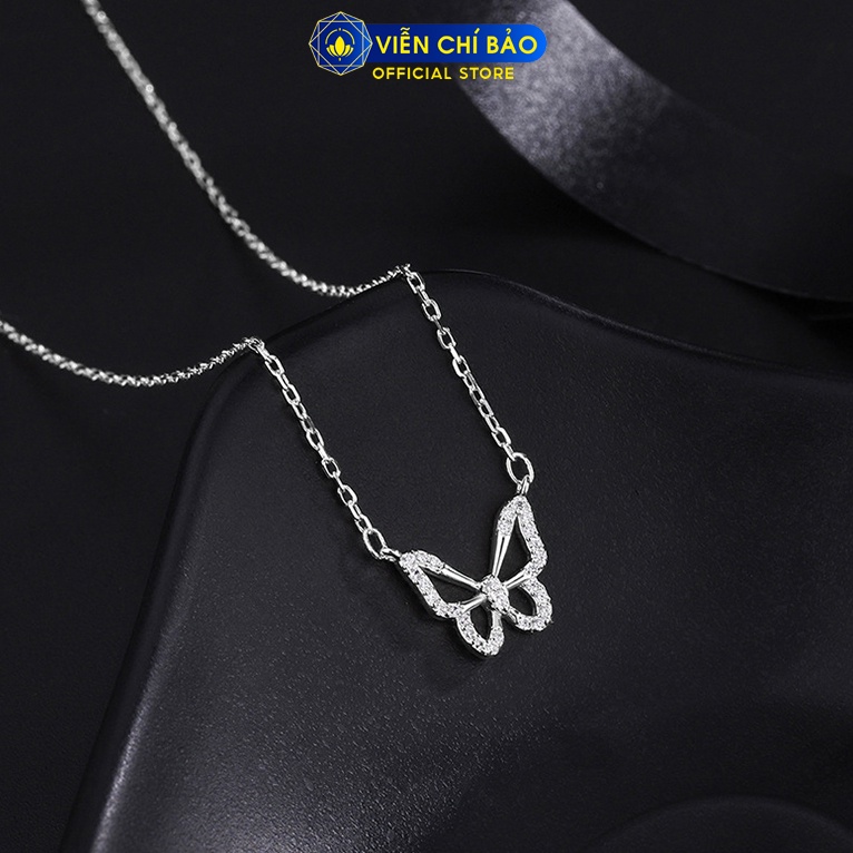 Dây chuyền bạc nữ hồ điệp đính đá chất liệu bạc S925 thời trang phụ kiện trang sức nữ Viễn Chí Bảo D400021