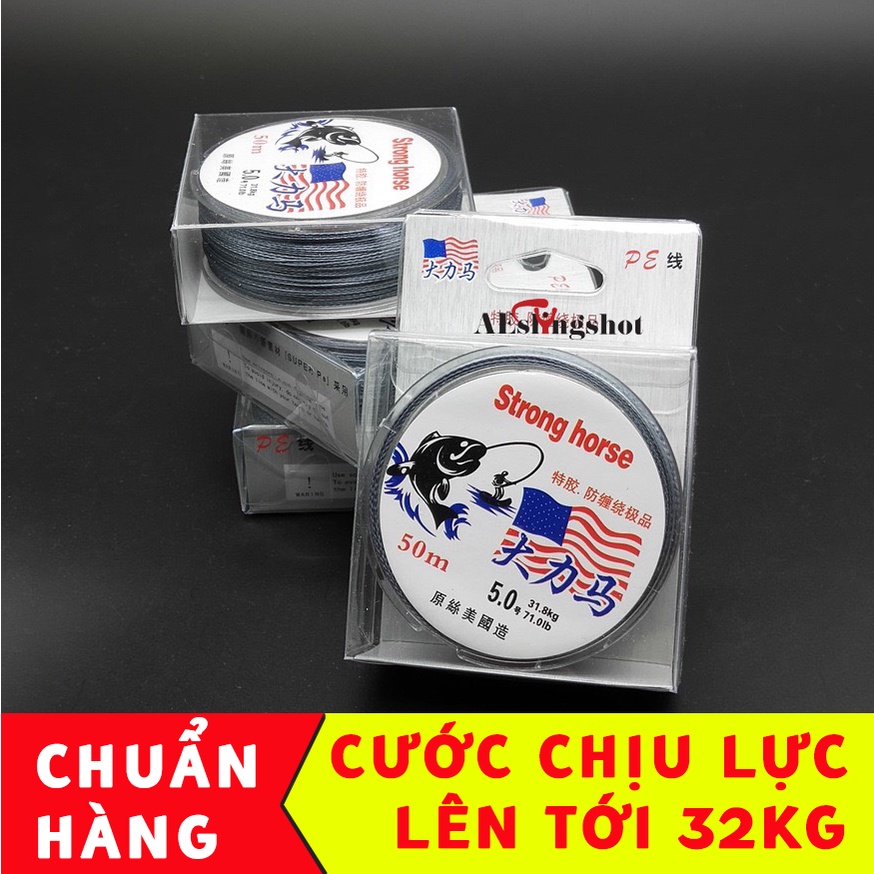 Cước câu cá, Cuộn Dây Câu Cá Dài 50m - Đường Kính Dây 0.5mm - Chịu Lực, Đàn hồi Tốt - Lực Kéo Lên Tới 32kg