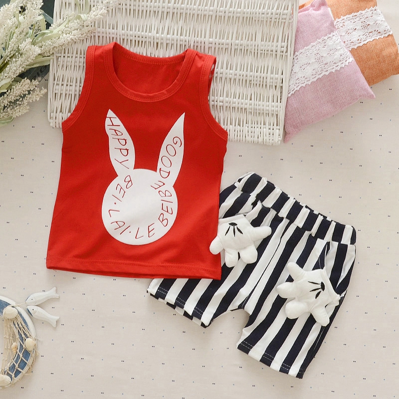 Set áo + quần cotton họa tiết thỏ dễ thương cho bé