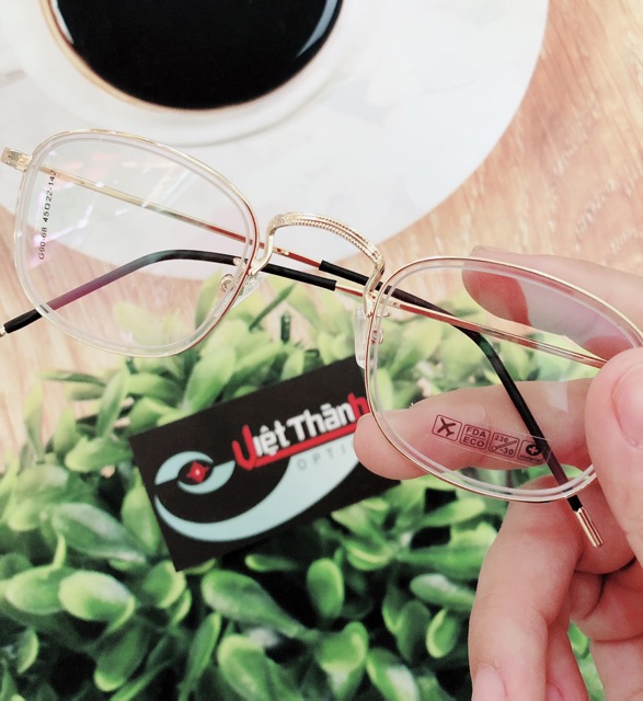 Gọng kính trong viền vàng mới 2018 siêu nhẹ