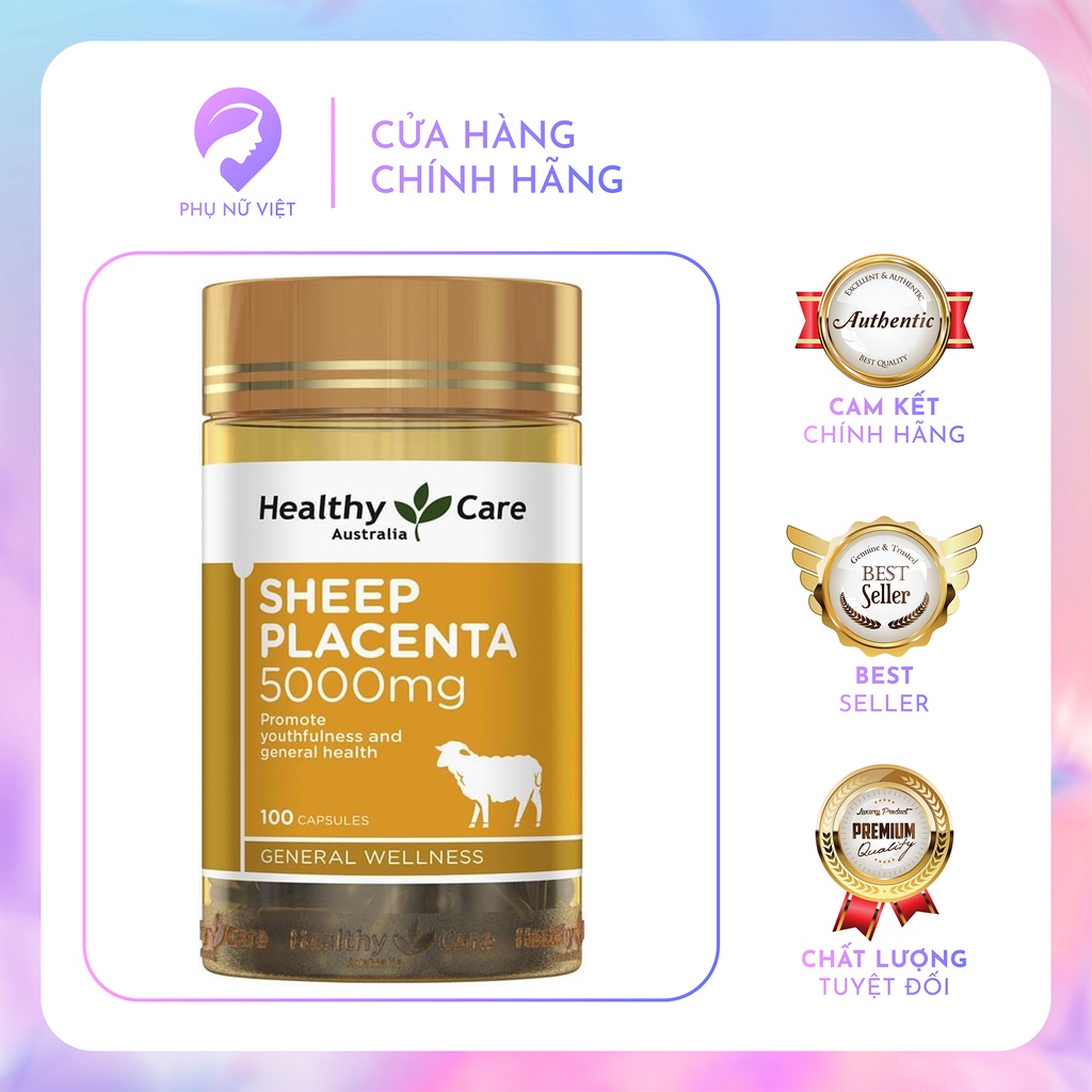 [Cam kết chuẩn Úc] Nhau Thai Cừu Úc Sheep Placenta Healthy Care 5000mg - 100 viên, chống lão hóa, nâng cơ, mờ nám