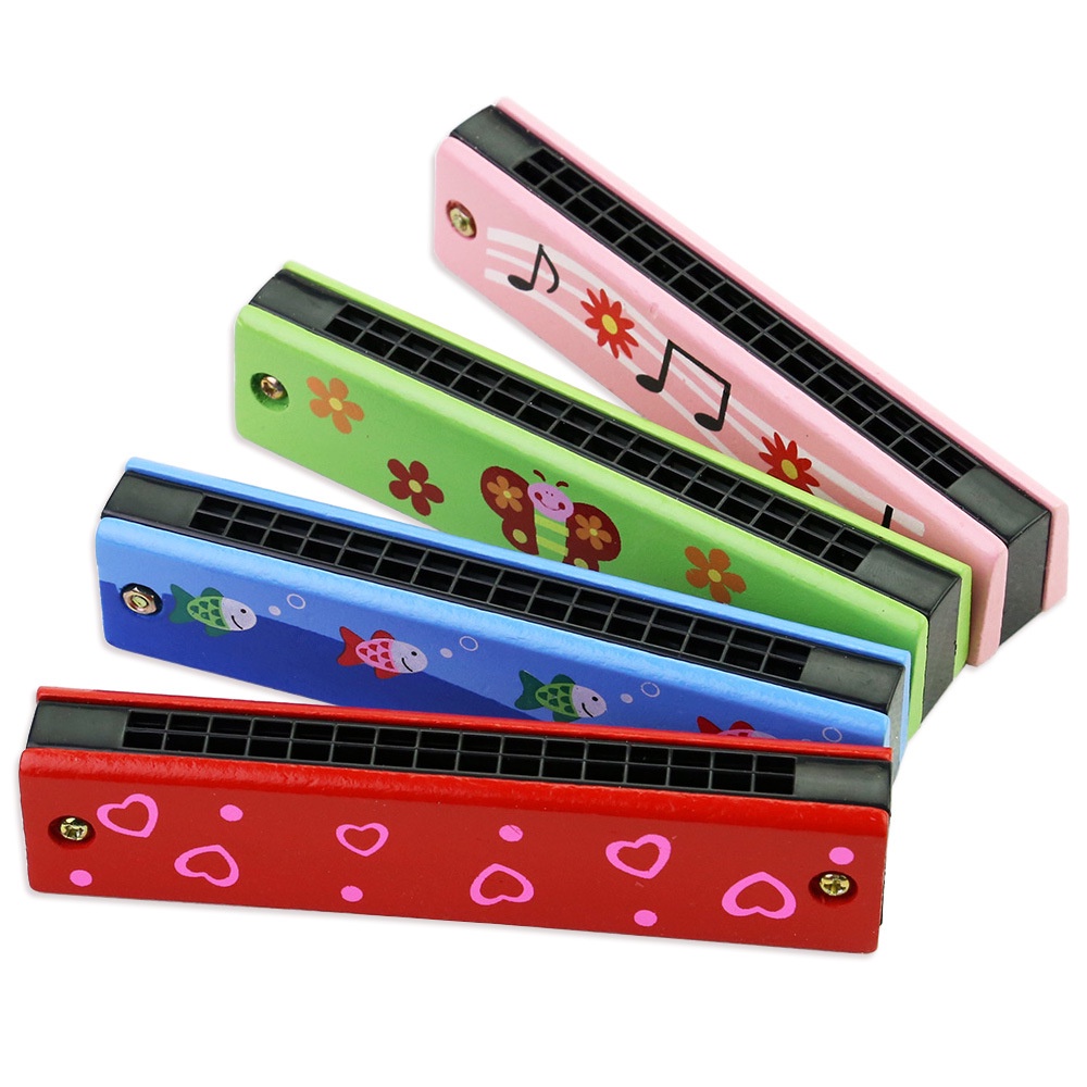 Kèn Harmonica 16 lỗ - Đồ chơi âm nhạc Bằng Gỗ Cho Bé