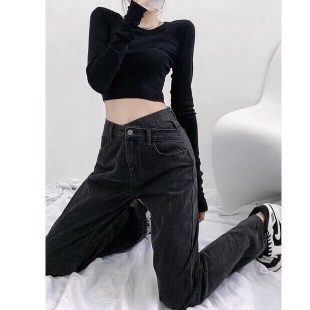 QUẦN JEAN NỮ ỐNG SUÔNG LƯNG CAO MẪU KHÓA KIỂU SANG CHẢNH, M2071 Jeans Fashion93