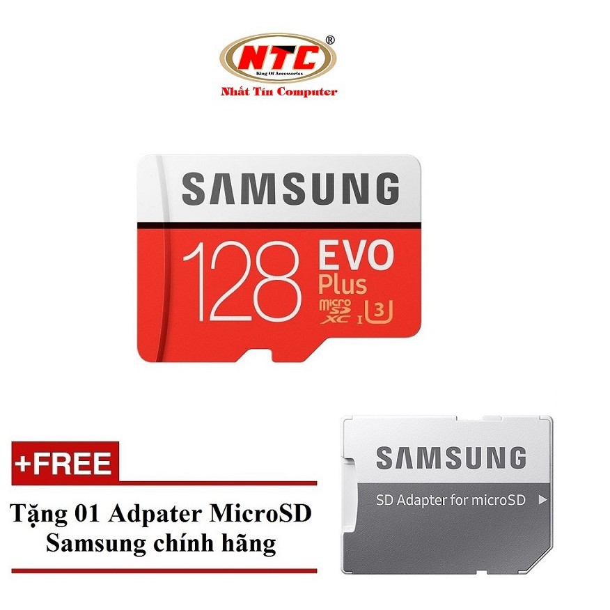 k89 Thẻ nhớ MicroSDXC Samsung EVO Plus 128GB 100MB/s U3 4K (Đỏ) + 1 adapter - ko box 1