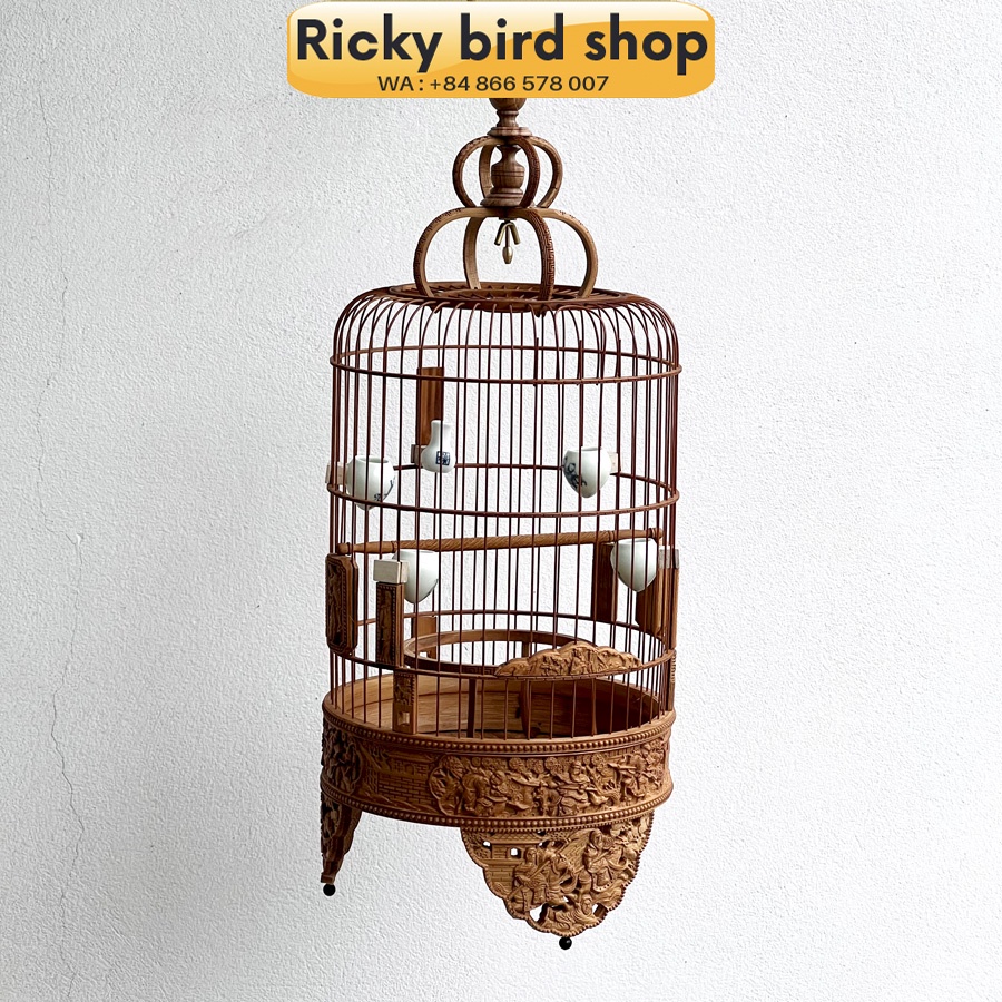 Lồng chim tre, Puteh bird cage -   Samkok design (see through legs)