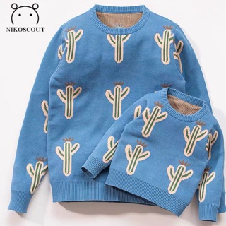 [ Hàng đẹp] Áo len 2020 hoạ tiết xương rồng [order 10-15 ngày] ảnh thật áo đôi áo gia đình mẹ và bé