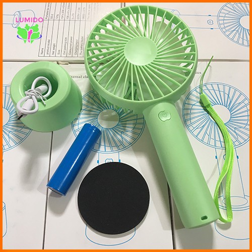 Quạt Mini Fan Pin 1200mah Cầm Tay Tuỳ Chỉnh 3 Cấp Độ Siêu Mát Nhiều Màu LUMIDO