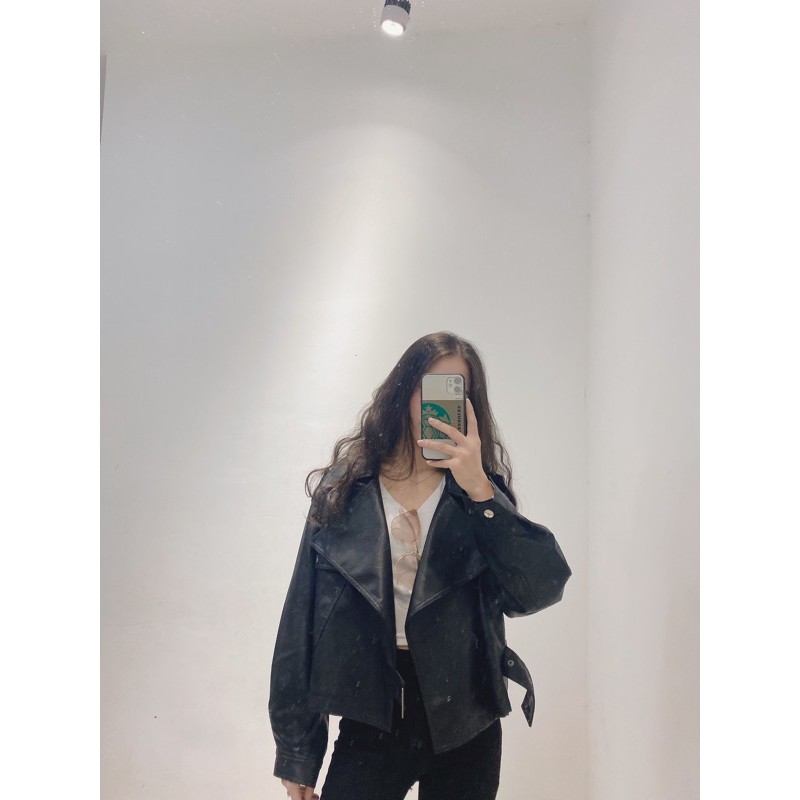 ( Giảm SOCK ) ÁO KHOÁC DA ĐAI EO