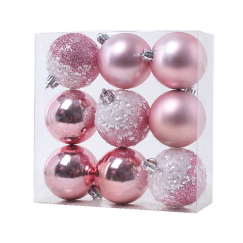 Set 9 Trái Châu Màu Hồng 2.36inch Trang Trí Cây Thông Giáng Sinh / Năm Mới