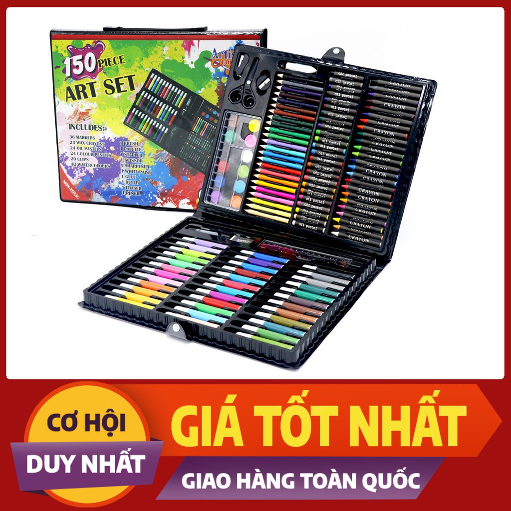 Hộp Màu Vẽ Đa Năng, Hộp Sáp Màu 150 Chi Tiết Đa Dạng Cao Cấp Cho Bé Tập Tô, Thỏa Sức Sáng Tạo