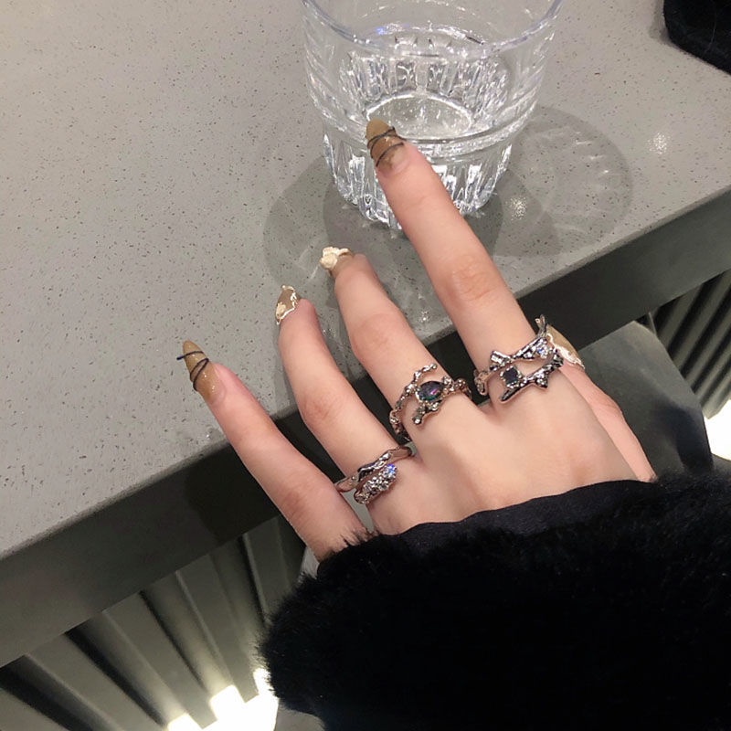 Set 3 Nhẫn Đính Đá Thời Trang Dành Cho Nữ