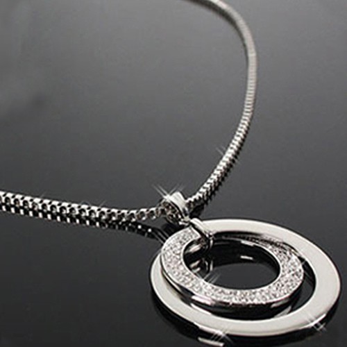 Vòng cổ hình tròn kép đính kim sa lấp lánh sang trọng cho nữ